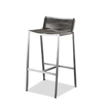 28" Brown And Silver Stainless Steel Low Back Bar Height Bar Chair - Homeroots - Flyclothing LLC