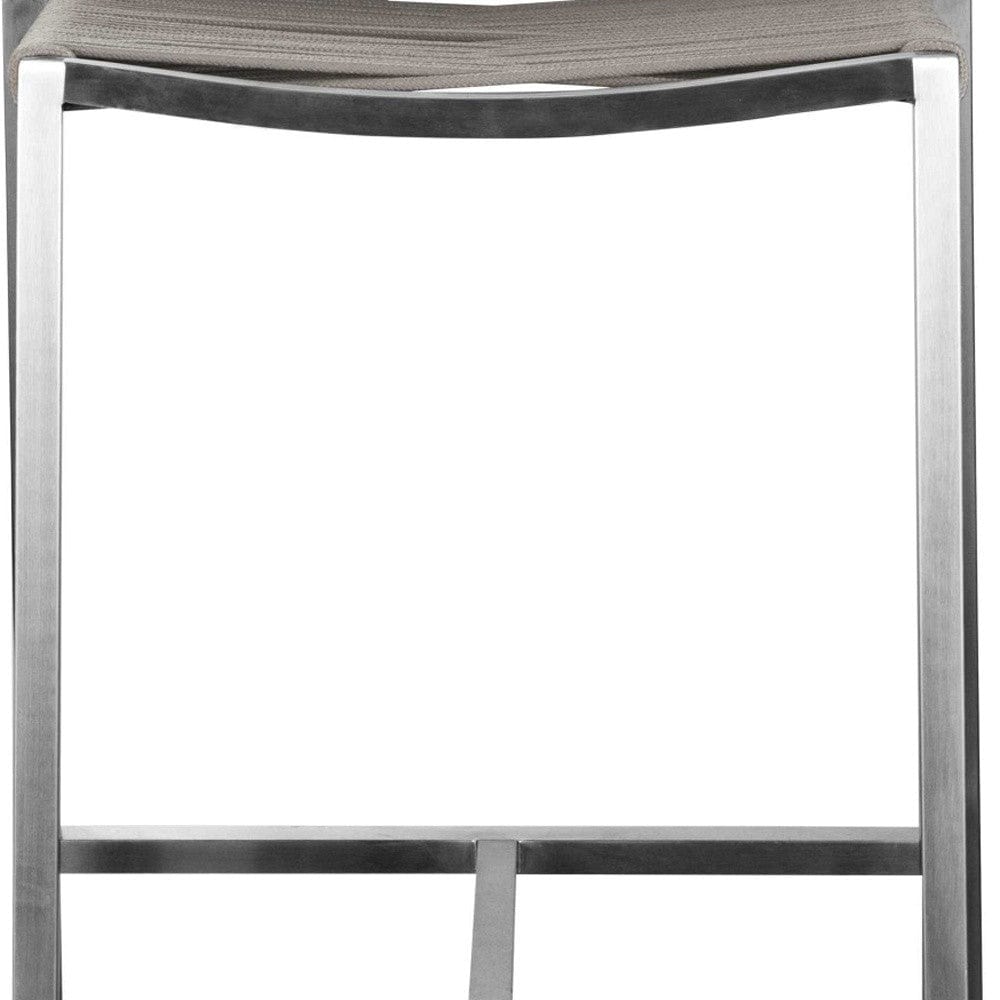 28" Brown And Silver Stainless Steel Low Back Bar Height Bar Chair - Homeroots - Flyclothing LLC