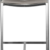 28" Brown And Silver Stainless Steel Low Back Bar Height Bar Chair - Homeroots - Flyclothing LLC