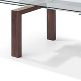 63" Clear and Brown Glass Self-Storing Leaf Dining Table - Homeroots - Flyclothing LLC