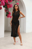 Cutout Openwork Round Neck Sleeveless Cover-Up - Trendsi - Flyclothing LLC