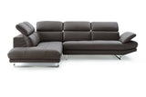 Dark Gray Genuine Leather L Shaped Two Piece Sofa and Chaise Sectional - Homeroots - Flyclothing LLC