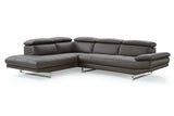 Dark Gray Genuine Leather L Shaped Two Piece Sofa and Chaise Sectional - Homeroots - Flyclothing LLC