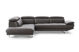 Dark Gray Genuine Leather L Shaped Two Piece Sofa and Chaise Sectional - Homeroots - Flyclothing LLC