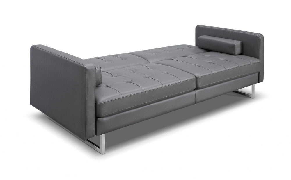 80" Gray Faux Leather Sleeper Sofa With Silver Legs - Homeroots - Flyclothing LLC