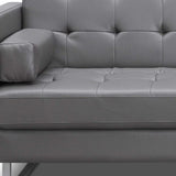 80" Gray Faux Leather Sleeper Sofa With Silver Legs - Homeroots - Flyclothing LLC