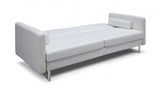 80" White Faux Leather Sleeper Sofa With Silver Legs - Homeroots - Flyclothing LLC