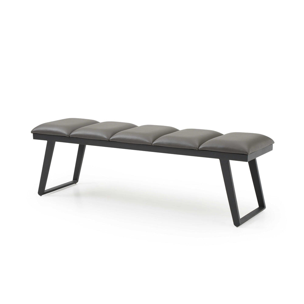 57" Gray Upholstered Faux Leather Bench - Homeroots - Flyclothing LLC