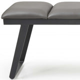 57" Gray Upholstered Faux Leather Bench - Homeroots - Flyclothing LLC