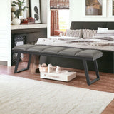 57" Gray Upholstered Faux Leather Bench - Homeroots - Flyclothing LLC