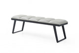 57" Light Gray and Black Upholstered Faux Leather Bench - Homeroots - Flyclothing LLC