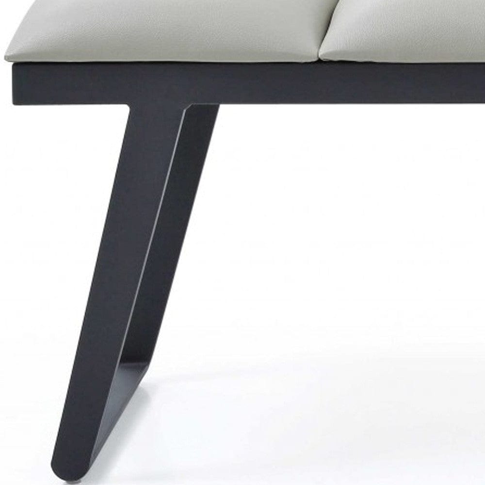 57" Light Gray and Black Upholstered Faux Leather Bench - Homeroots - Flyclothing LLC