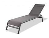 Set of Two 23" Taupe Metal Outdoor Chaise Lounge - Homeroots