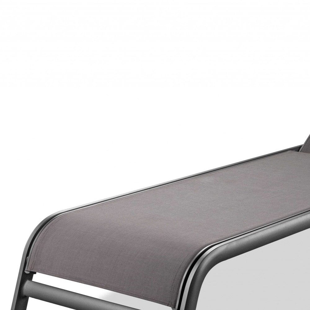 Set of Two 23" Taupe Metal Outdoor Chaise Lounge - Homeroots