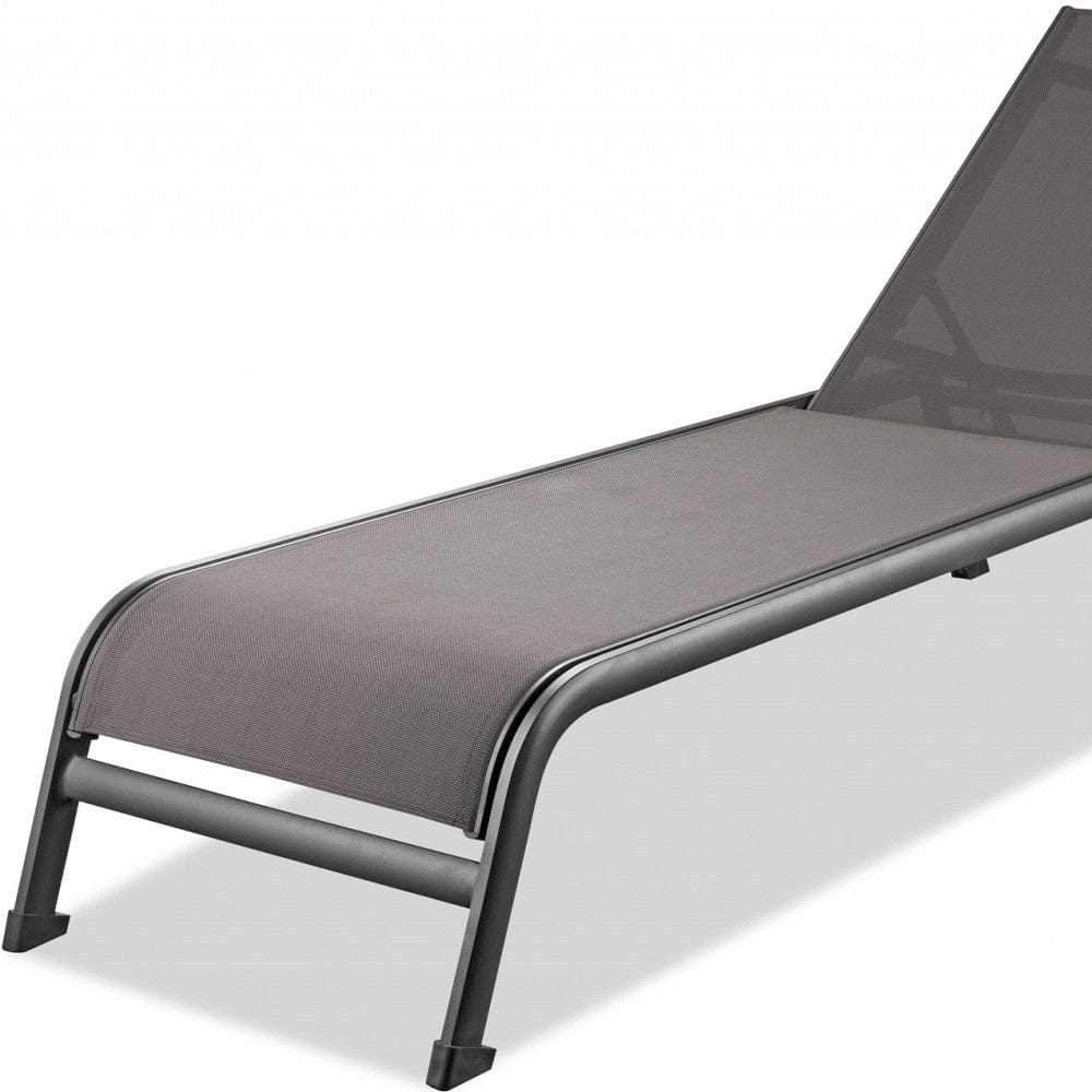 Set of Two 23" Taupe Metal Outdoor Chaise Lounge - Homeroots