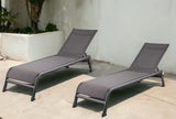 Set of Two 23" Taupe Metal Outdoor Chaise Lounge - Homeroots