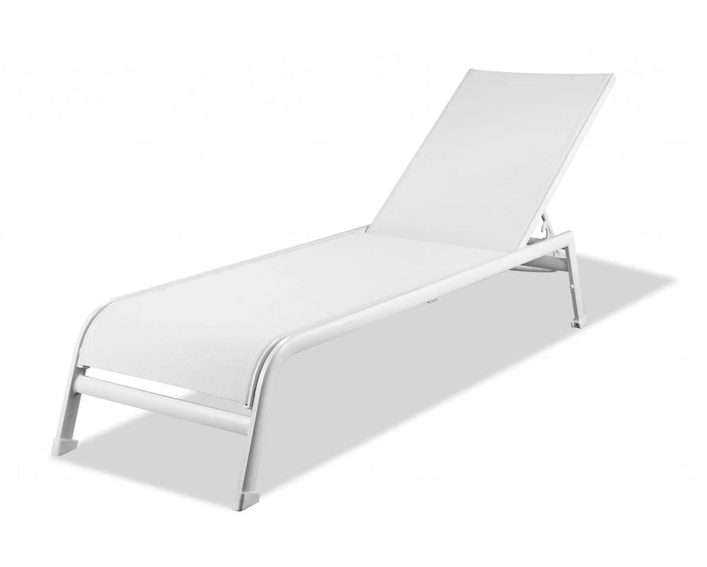 Set of Two 23" White and Chrome Indoor Outdoor Chaise Lounge - Homeroots