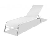 Set of Two 23" White and Chrome Indoor Outdoor Chaise Lounge - Homeroots