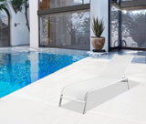 Set of Two 23" White and Chrome Indoor Outdoor Chaise Lounge - Homeroots