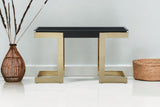 52" Black and Gold Glass Pedestal Console Table - Homeroots - Flyclothing LLC