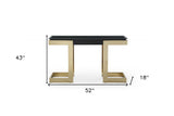 52" Black and Gold Glass Pedestal Console Table - Homeroots - Flyclothing LLC