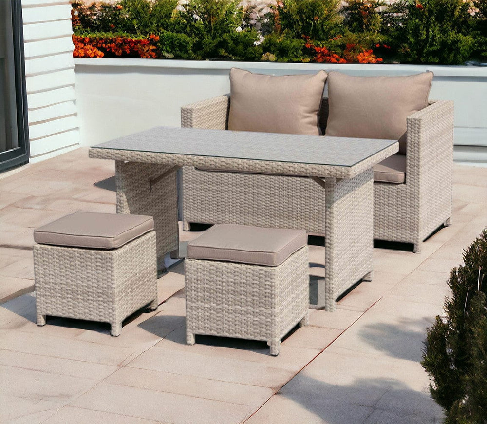 50" Beige Glass And Iron Coffee Table - Homeroots - Flyclothing LLC