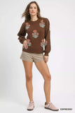 Umgee Floral Knit Sweater with Puff Sleeves - Trendsi - Flyclothing LLC