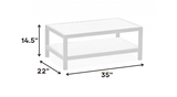 35" White Aluminum Coffee Table With Shelf - Homeroots - Flyclothing LLC