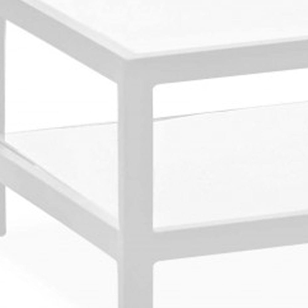 35" White Aluminum Coffee Table With Shelf - Homeroots - Flyclothing LLC