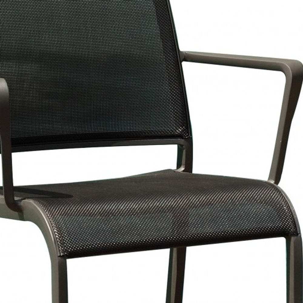 Set Of 4 Gray Stackable Aluminum Sling Arm Chairs - Homeroots - Flyclothing LLC