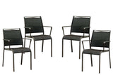 Set Of 4 Gray Stackable Aluminum Sling Arm Chairs - Homeroots - Flyclothing LLC