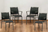 Set Of 4 Gray Stackable Aluminum Sling Arm Chairs - Homeroots - Flyclothing LLC