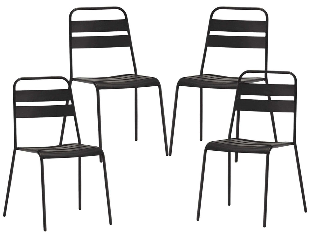 Set Of 4 Gray Stacking Aluminum Armless Chairs - Homeroots - Flyclothing LLC