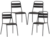 Set Of 4 Gray Stacking Aluminum Armless Chairs - Homeroots - Flyclothing LLC