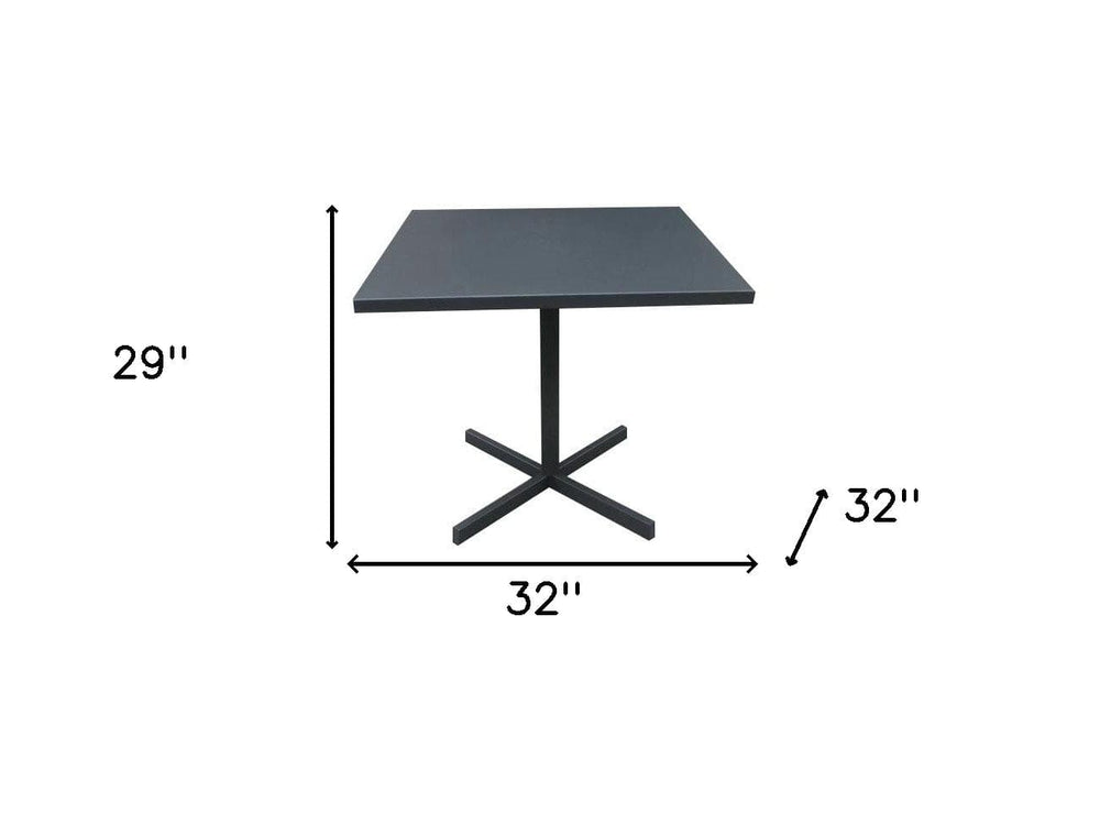 32" Gray Square Aluminum Pedestal Base Dining Table - Homeroots - Flyclothing LLC