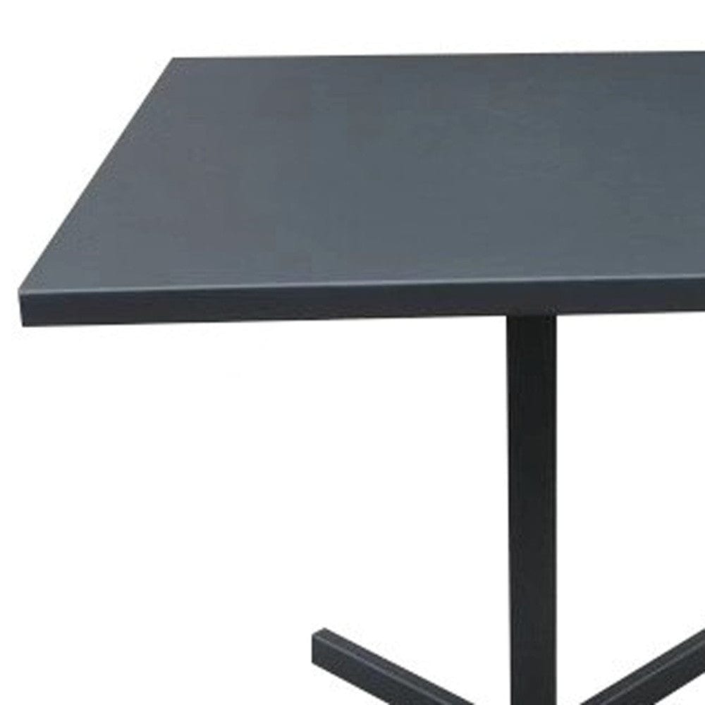 32" Gray Square Aluminum Pedestal Base Dining Table - Homeroots - Flyclothing LLC