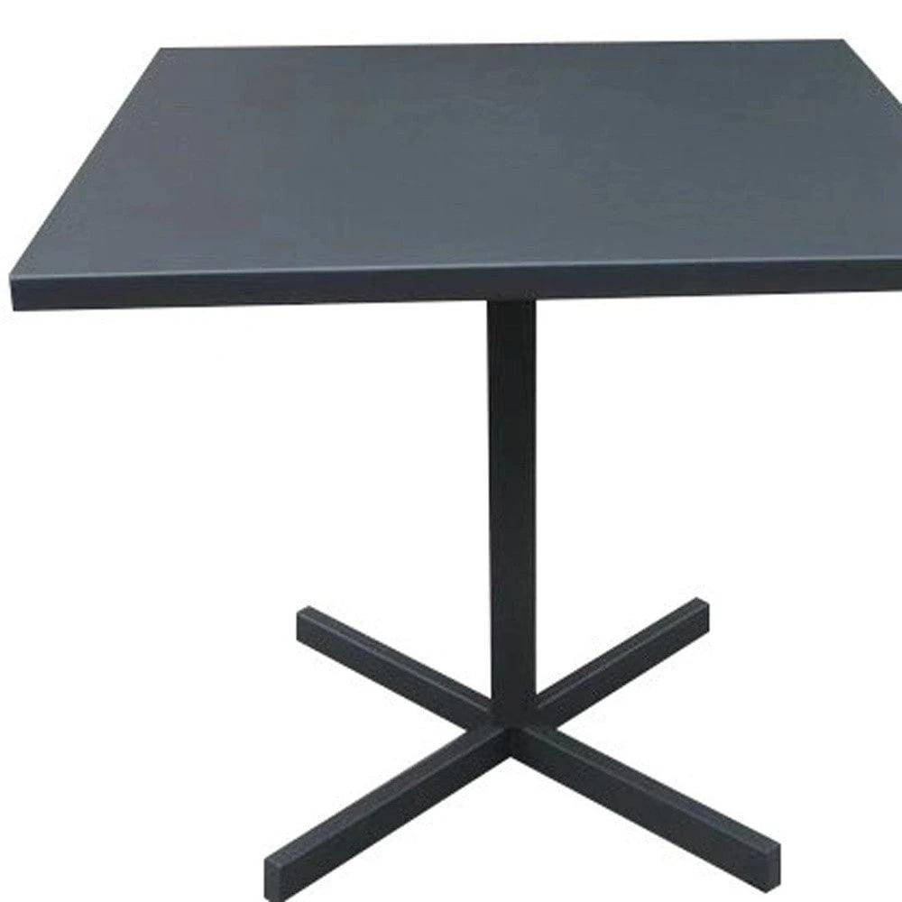 32" Gray Square Aluminum Pedestal Base Dining Table - Homeroots - Flyclothing LLC