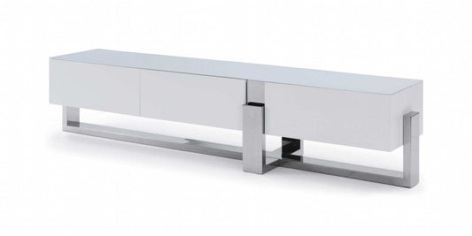 91 X 18 X 19 White Stainless Steel Tv Unit - Homeroots - Flyclothing LLC
