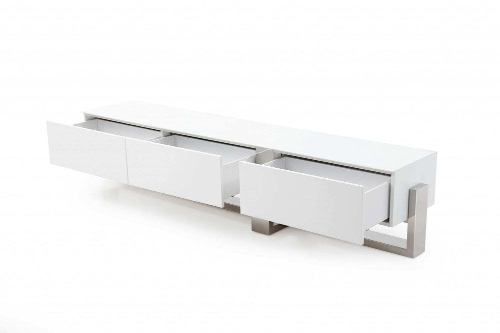 91 X 18 X 19 White Stainless Steel Tv Unit - Homeroots - Flyclothing LLC