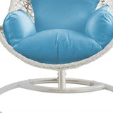 40" Blue and Steel stand finished Metal Outdoor Swing Chair with Blue Cushion - Homeroots