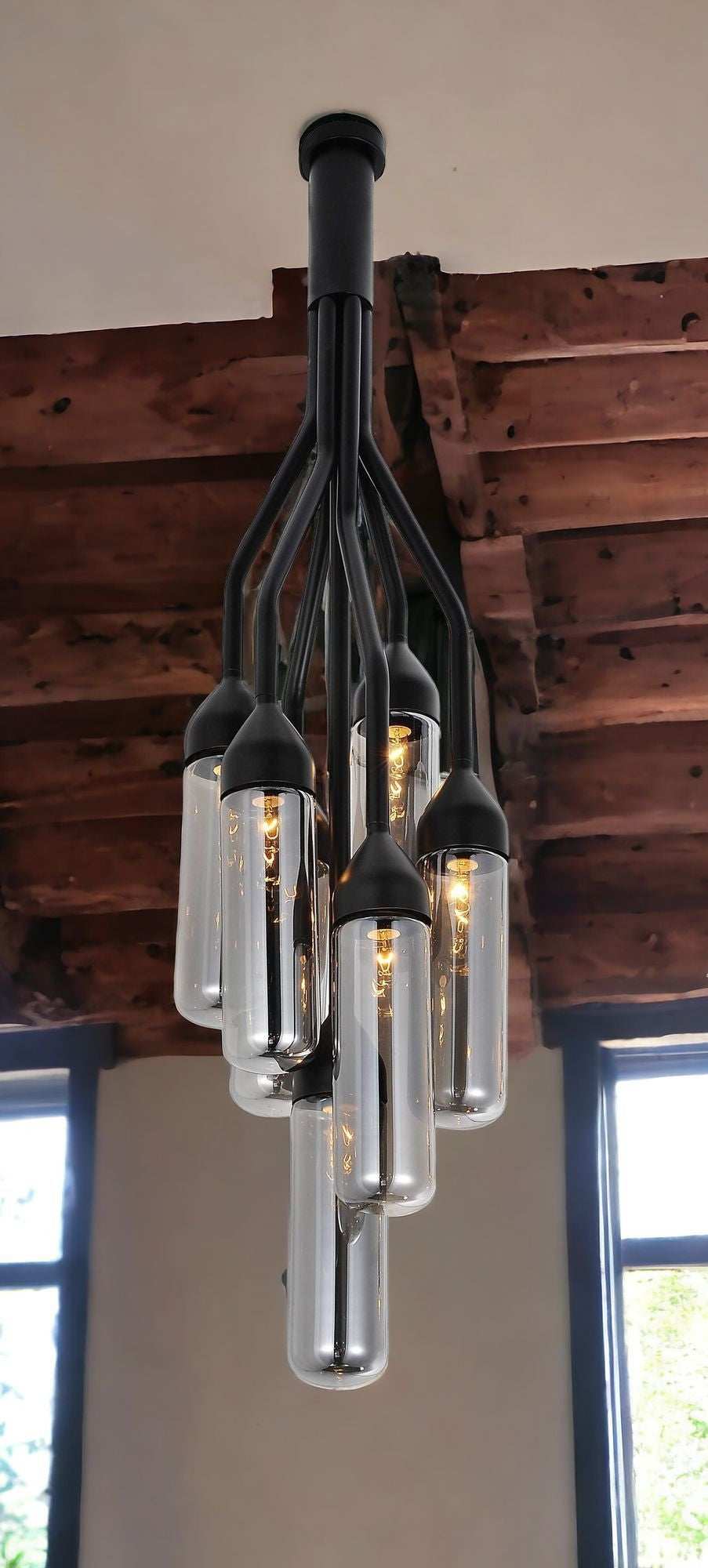 Shaded Empire Six Light Metal and Glass Flush Ceiling Light With Clear Shades - Homeroots - Flyclothing LLC