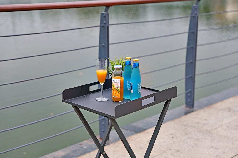 Gray Aluminum Indoor Outdoor Tray Table - Homeroots - Flyclothing LLC