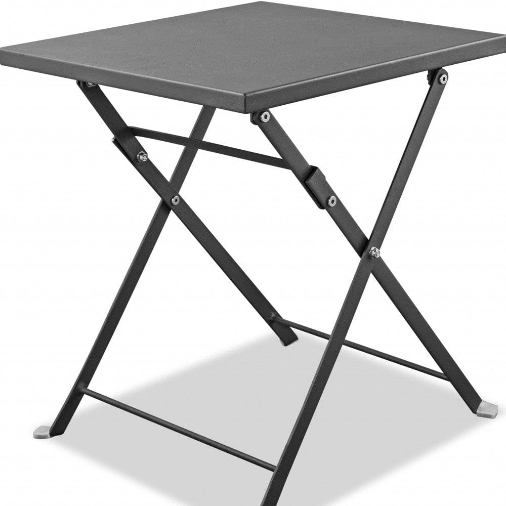 18" Gray Stainless Steel Square End Table - Homeroots - Flyclothing LLC