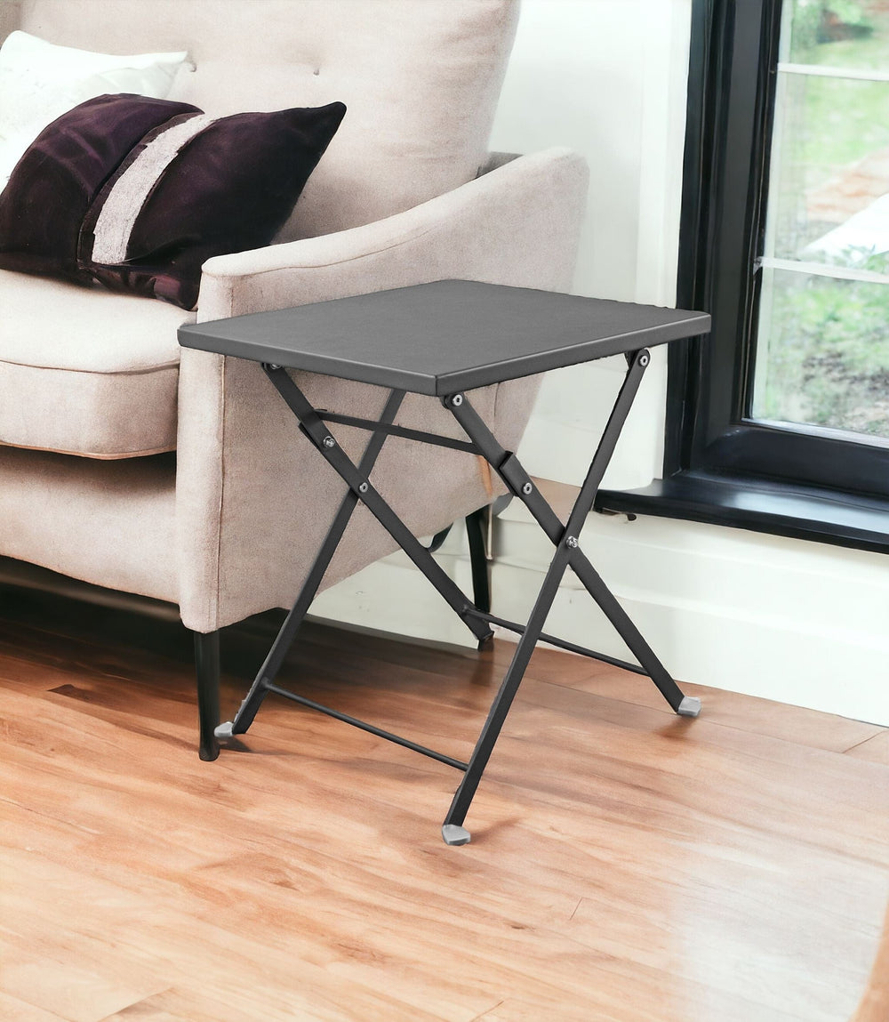 18" Gray Stainless Steel Square End Table - Homeroots - Flyclothing LLC