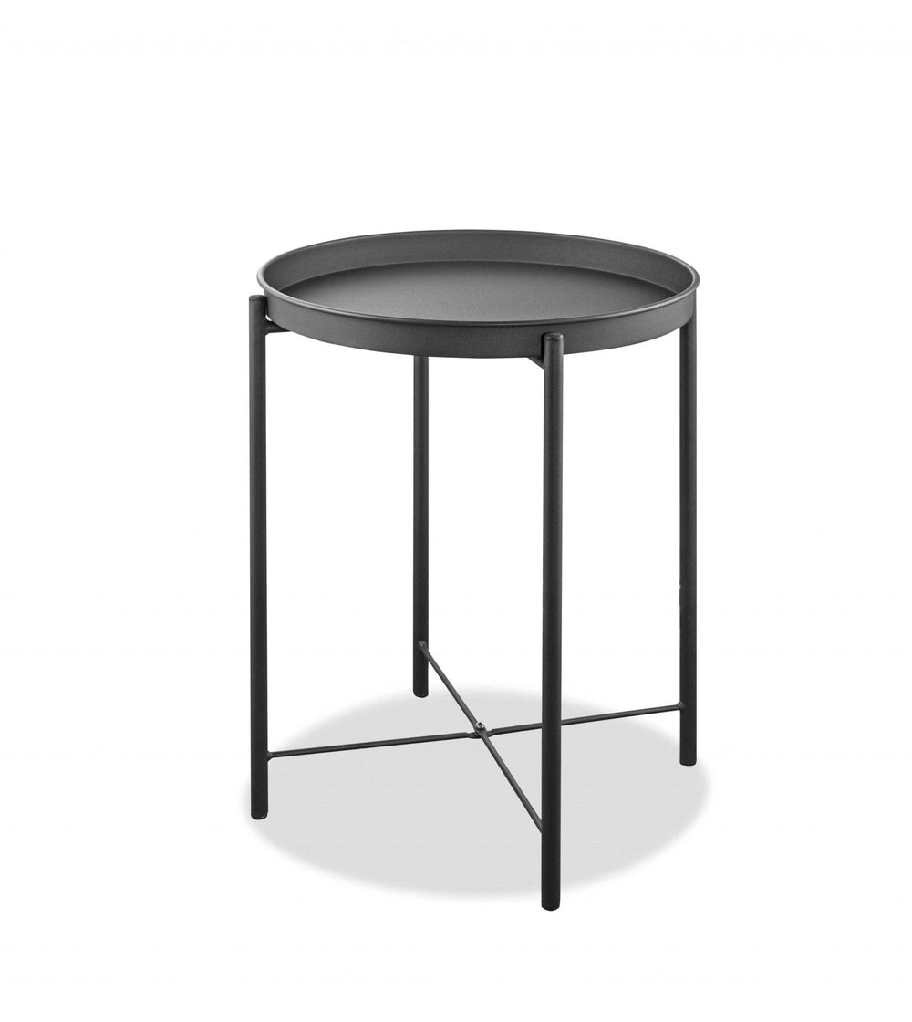 21" Gray Aluminum Round End Table - Homeroots - Flyclothing LLC