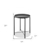 21" Gray Aluminum Round End Table - Homeroots - Flyclothing LLC