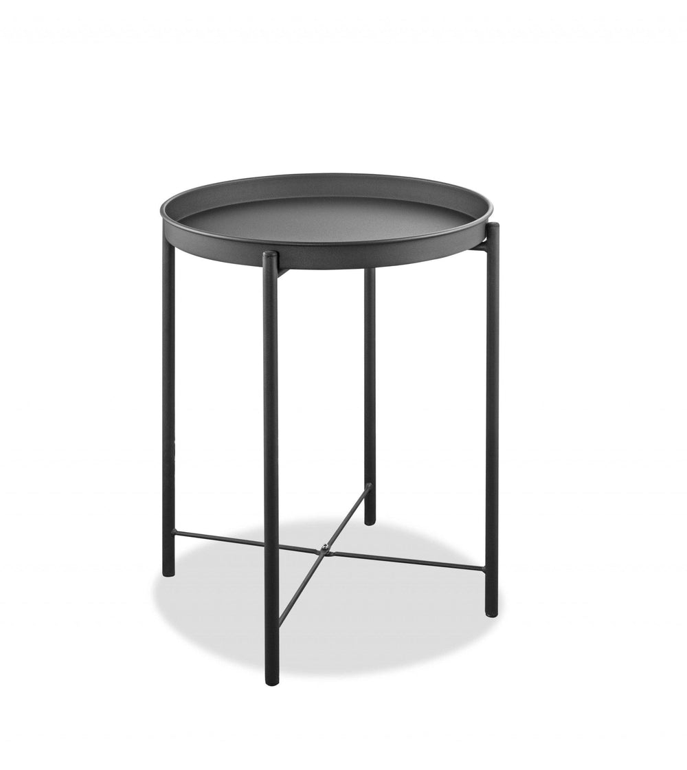 21" Gray Aluminum Round End Table - Homeroots - Flyclothing LLC