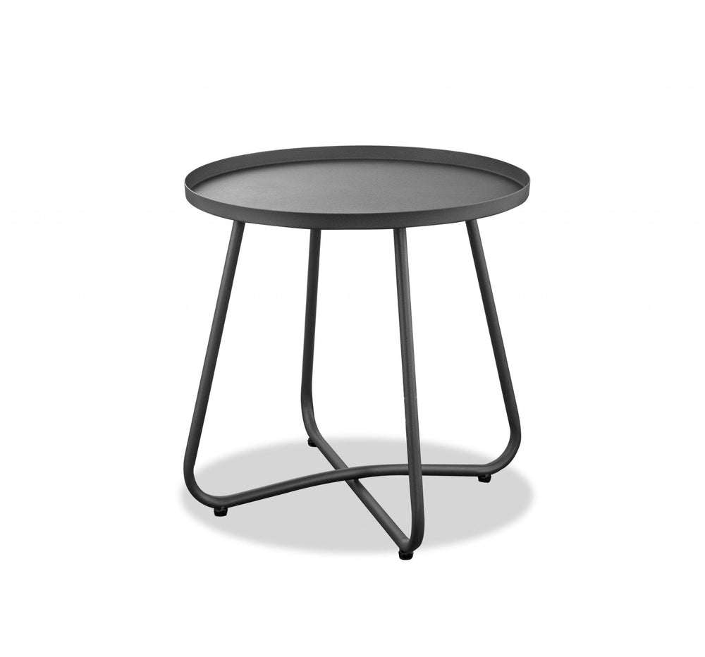 18" Gray Rounded Aluminum Outdoor Side Table - Homeroots - Flyclothing LLC