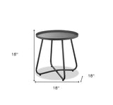 18" Gray Rounded Aluminum Outdoor Side Table - Homeroots - Flyclothing LLC