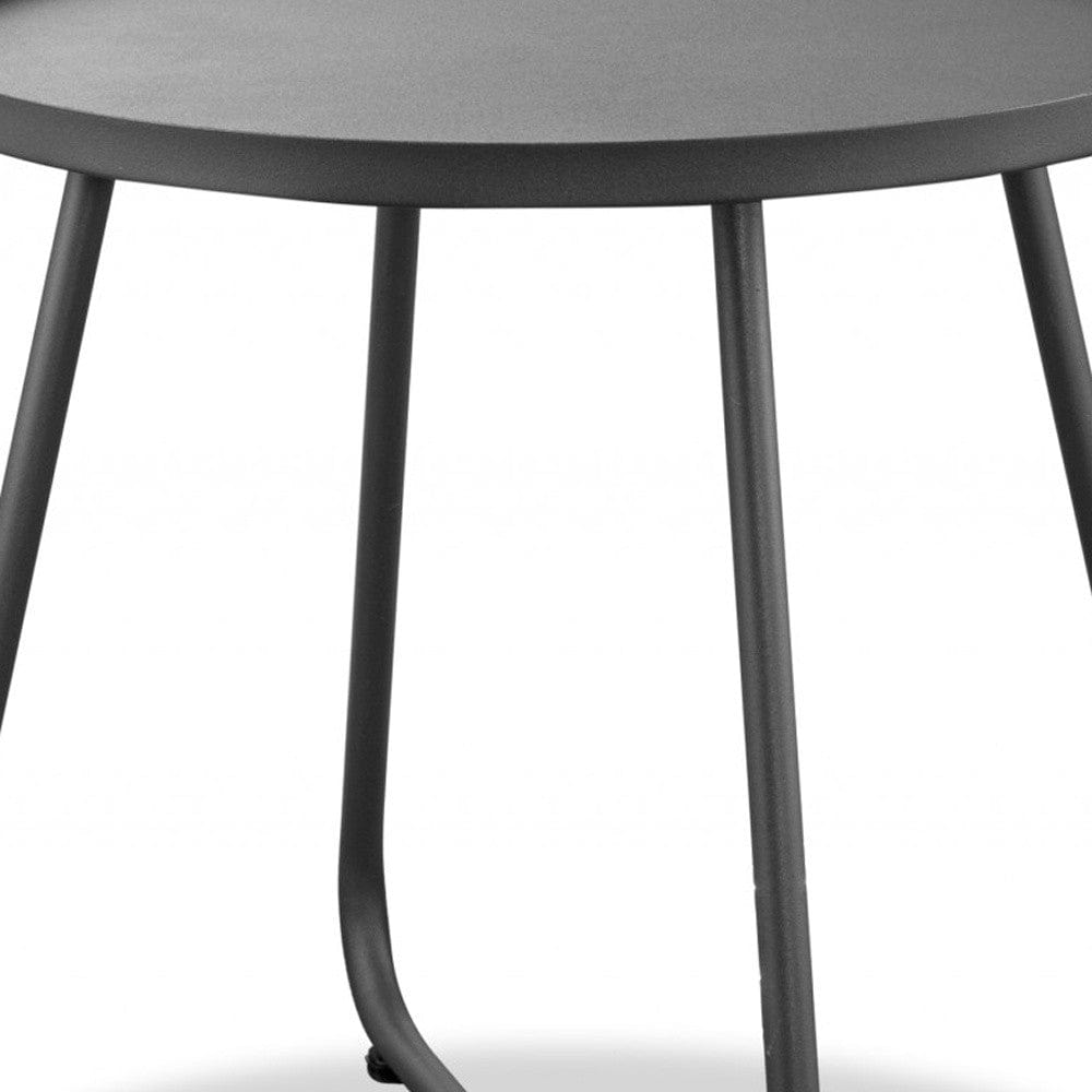 18" Gray Rounded Aluminum Outdoor Side Table - Homeroots - Flyclothing LLC